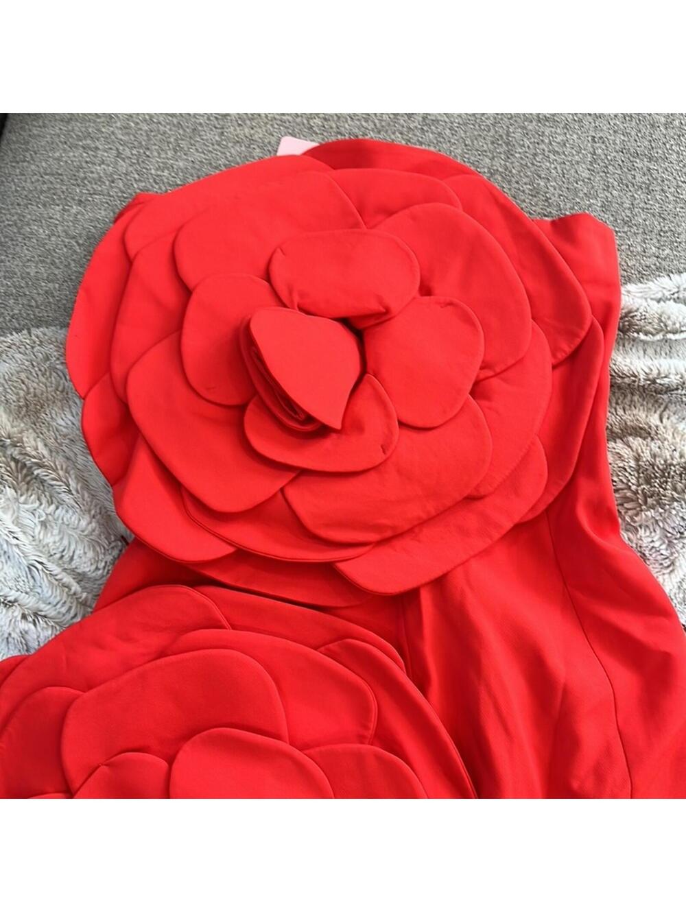 MISCREANTS Rose Dress With Gloves in Red - Picture 6 of 9